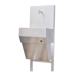 100511, Håndvask med bagvæg i rustfrit stål 