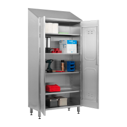 100722, Multifunktionel skab med 2 døre i rustfrit stål