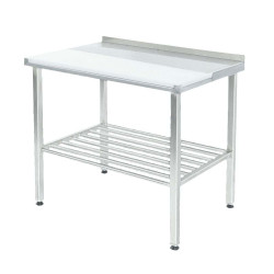 100795, Arbejdsbord i rustfrit stål med skæreplade og bagkant